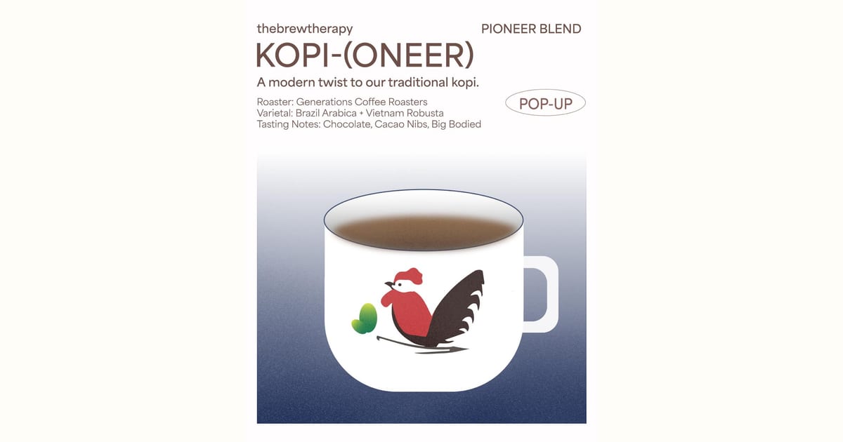 Kopi-oneer coffee cup artwork for The Brew Therapy pop-up