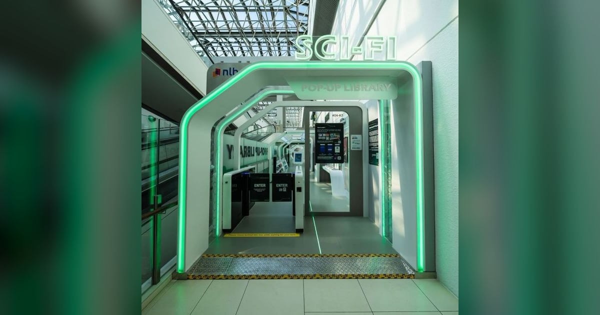 Entrance to NLB's Sci-Fi Pop-up Library at Parkway Parade